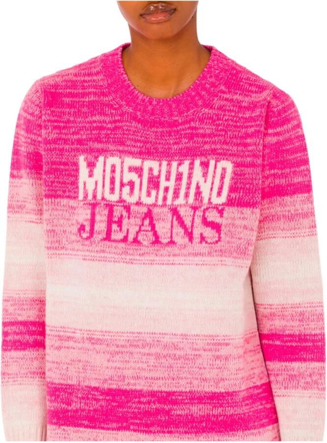 Moschino Roze Sweaters met Pre-Logo Voorkant Pink Dames