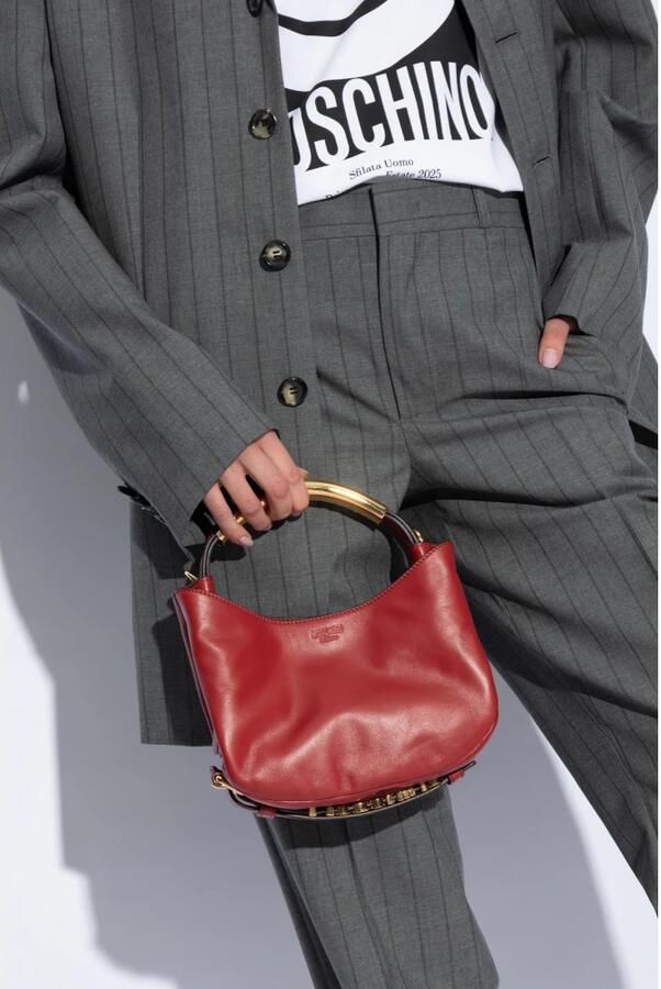 Moschino Rode leren schoudertas met magnetische sluiting Red Dames - Foto 4