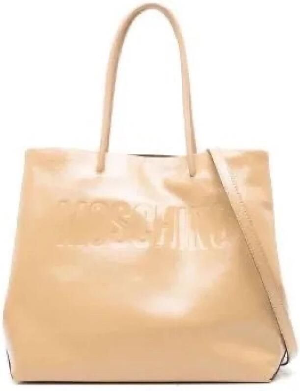 Moschino Leren shopper tas Beige Dames
