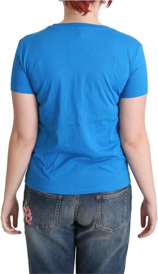 Moschino Stijlvol Alfabet Katoenen T-Shirt Blauw Blue Dames - Foto 2