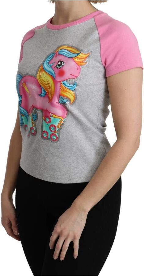 Moschino Stijlvol Grijs Katoenen T-Shirt met Roze Accents Gray Dames - Foto 3