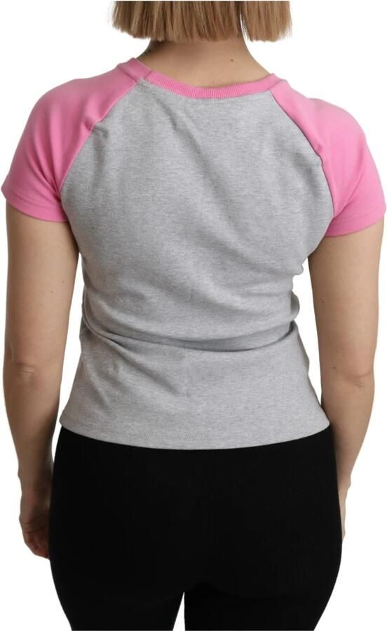 Moschino Stijlvol Grijs Katoenen T-Shirt met Roze Accents Gray Dames - Foto 2