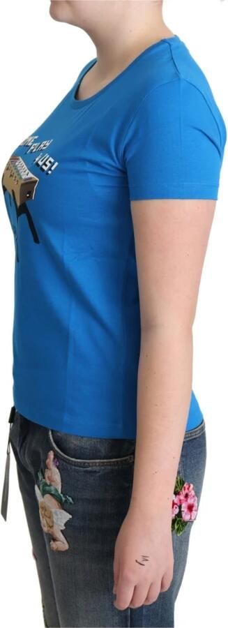 Moschino Blauw Katoenen Come Play 4 Us Print T-shirt Blauw Dames - Foto 3