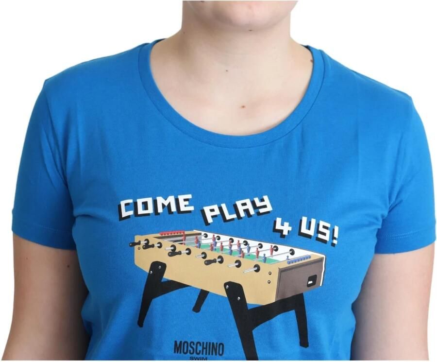 Moschino Blauw Katoenen Come Play 4 Us Print T-shirt Blauw Dames
