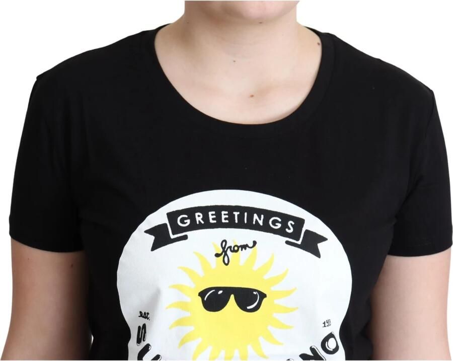 Moschino Zwart Katoenen Sunny Milano Print T-shirt Black Dames