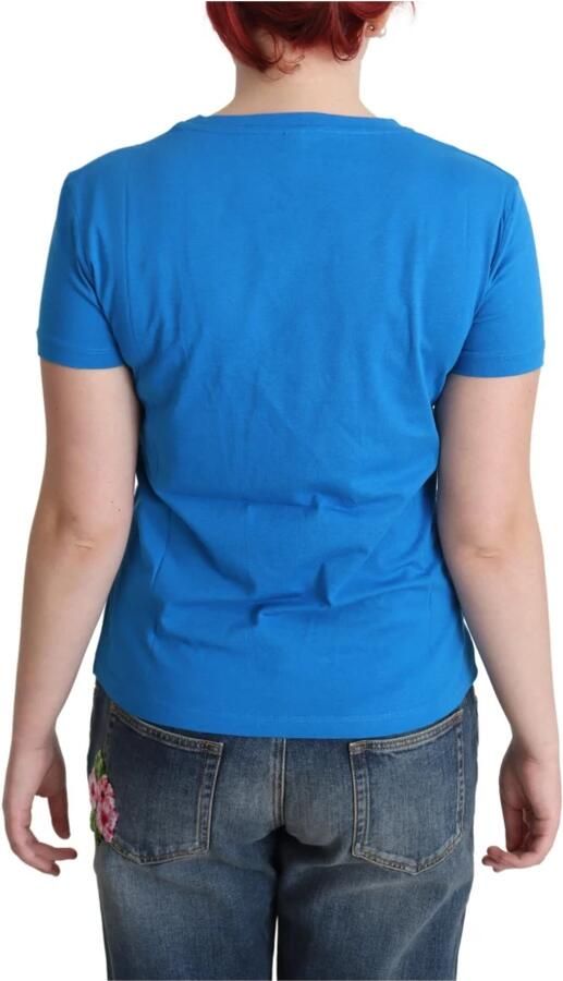 Moschino Blue Cotton Sunny Milano Print Tops T-shirt Blauw Dames - Foto 3