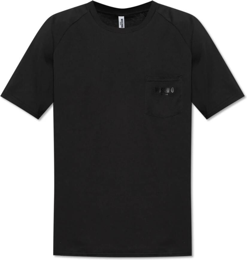 Moschino Zwart Borstzak Ronde Hals T-shirt Black Heren