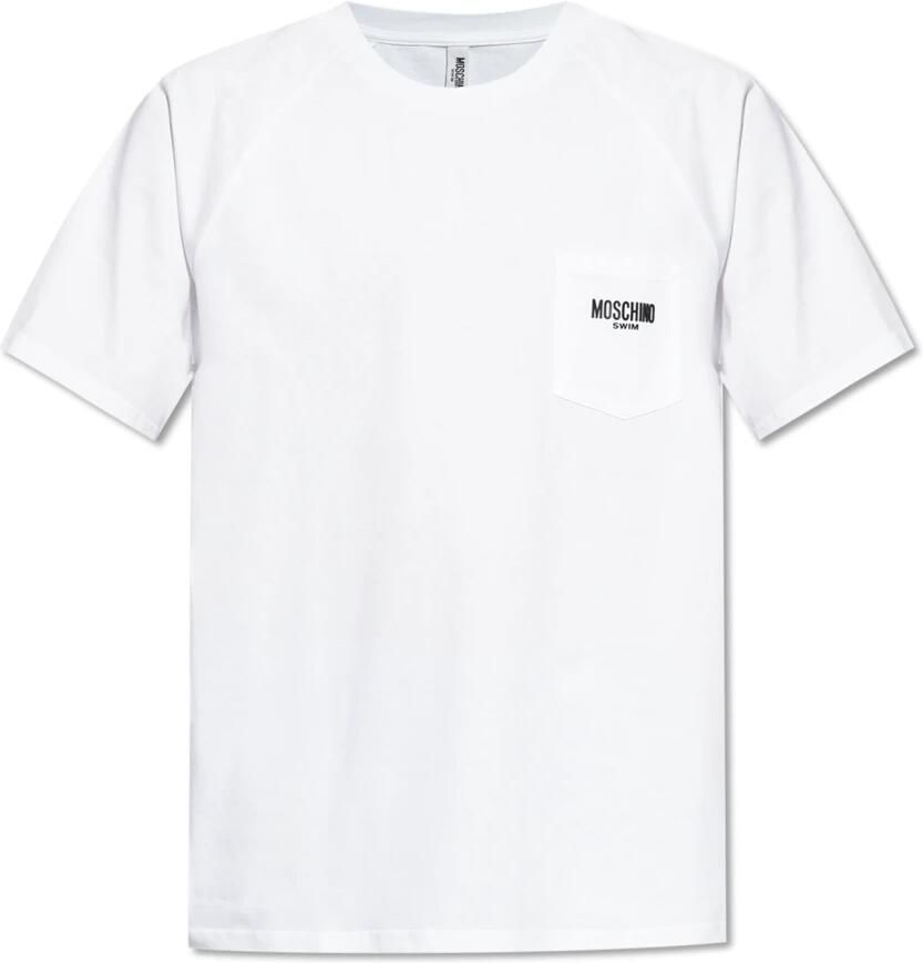 Moschino Wit Borstzak Crew Neck T-shirt White Heren