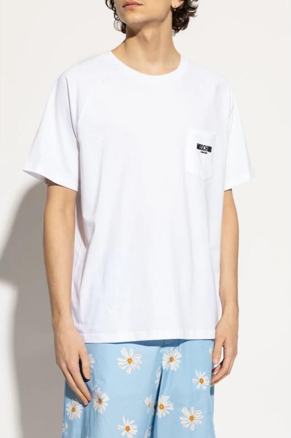 Moschino Wit Borstzak Crew Neck T-shirt White Heren - Foto 6