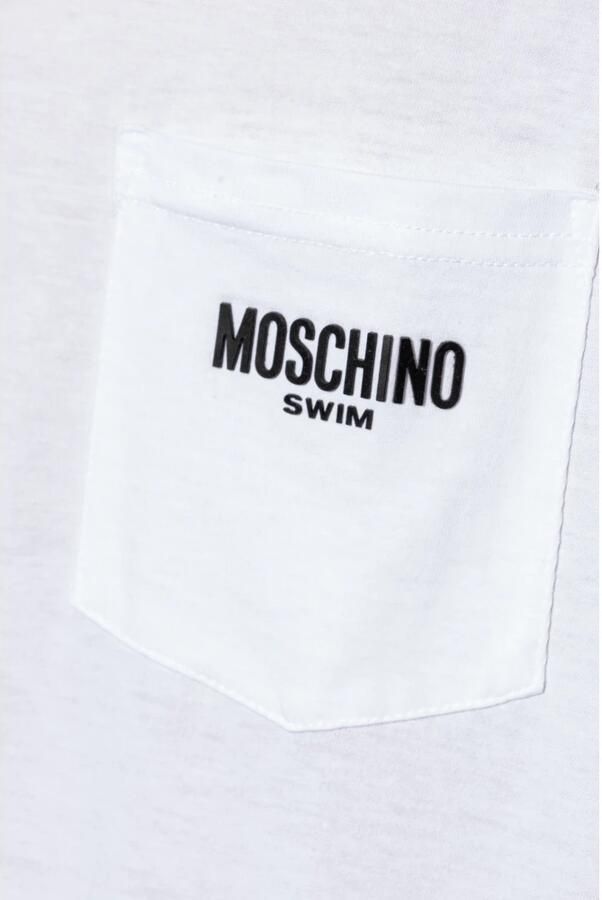 Moschino Wit Borstzak Crew Neck T-shirt White Heren - Foto 4