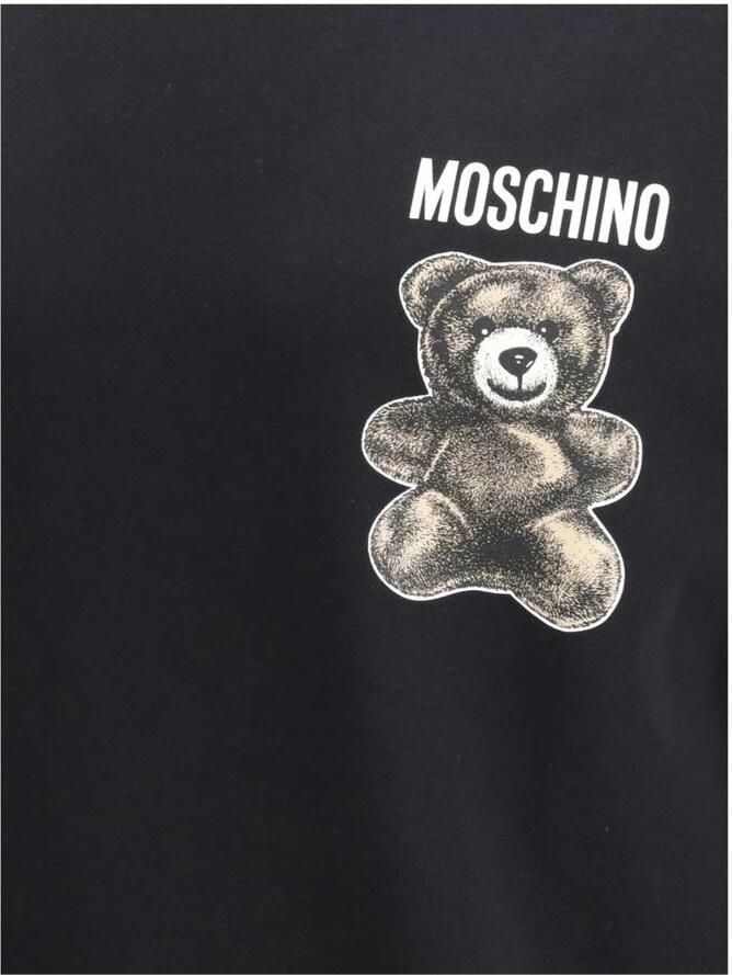 Moschino Teddy Bear Katoenen Sweatshirt met Geribbelde Ronde Hals Black Heren