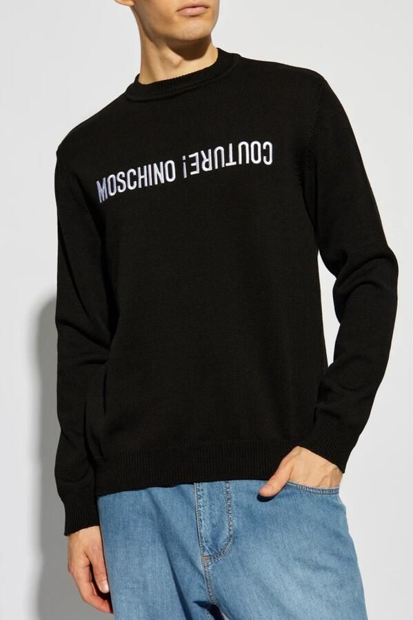 Moschino Sweatshirt met Ribboord en Merkhandtekening Black Heren - Foto 3