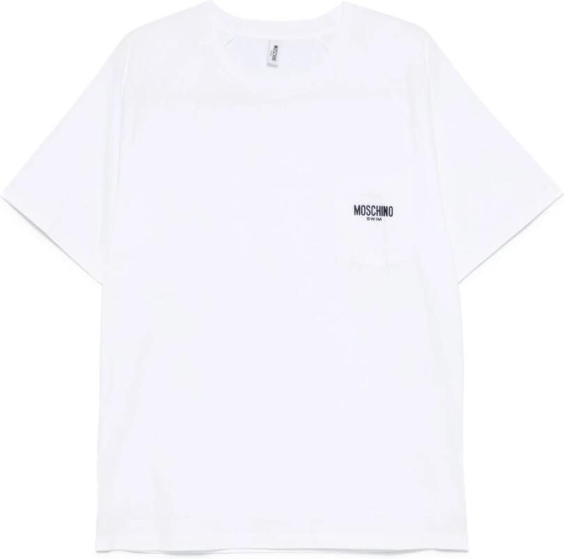 Moschino Wit Borstzak Crew Neck T-shirt White Heren - Foto 8