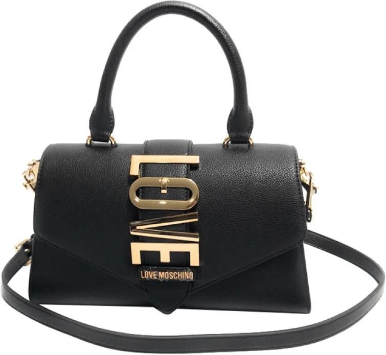 Moschino Zwarte handtas met gouden details Black Dames