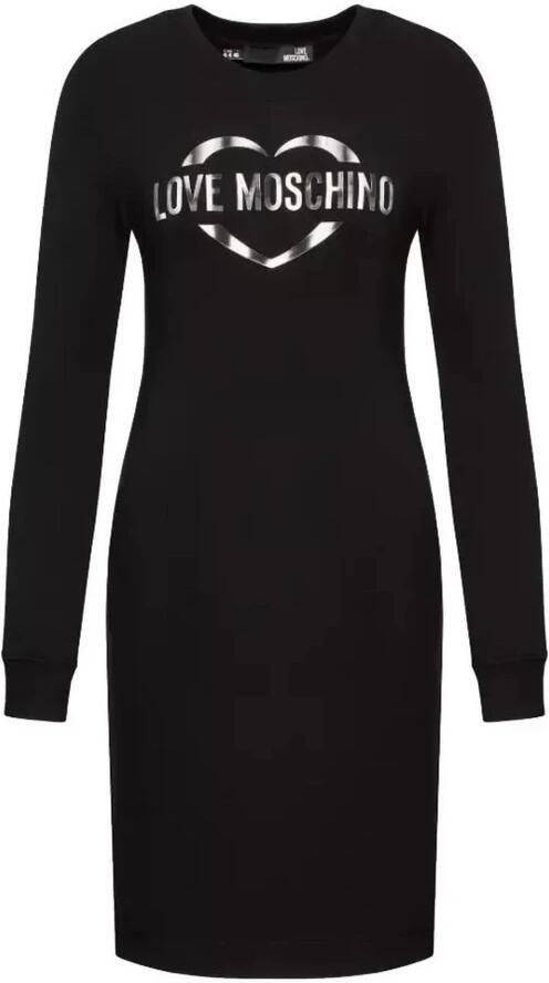 Love Moschino Zwarte Katoenen Jurk met Metallic Logo Black Dames - Foto 2