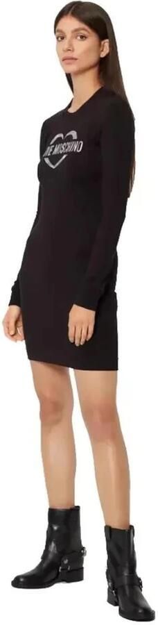 Love Moschino Zwarte Katoenen Jurk met Metallic Logo Black Dames - Foto 6