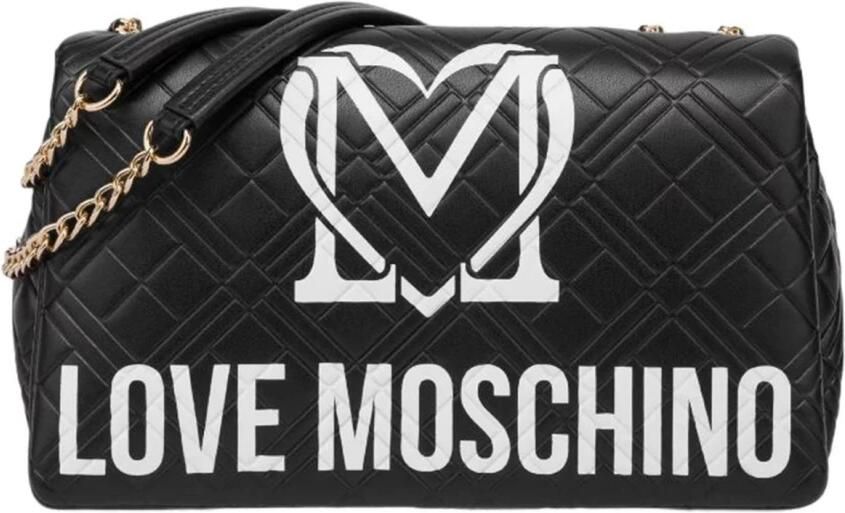 Love Moschino Multicolor Logo Schoudertas met Magneetsluiting Black Dames - Foto 4