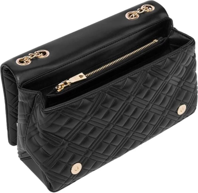 Love Moschino Multicolor Logo Schoudertas met Magneetsluiting Black Dames