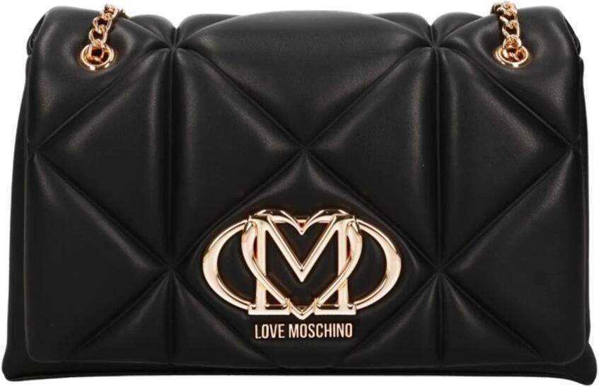Love Moschino Zwarte Polyurethaan Medium Handtas Lente Zomer Collectie Black Dames - Foto 10