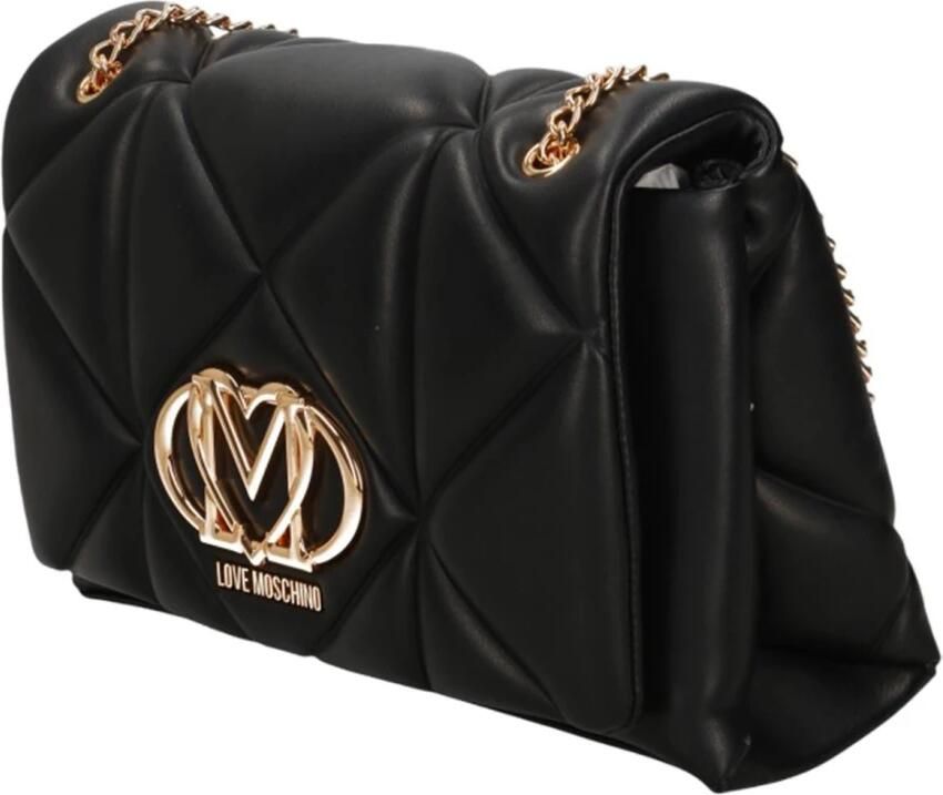 Love Moschino Zwarte Polyurethaan Medium Handtas Lente Zomer Collectie Black Dames - Foto 5