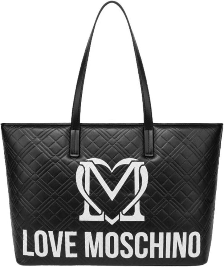 Love Moschino Multicolor Logo Tote Tas met Rits Black Dames - Foto 3