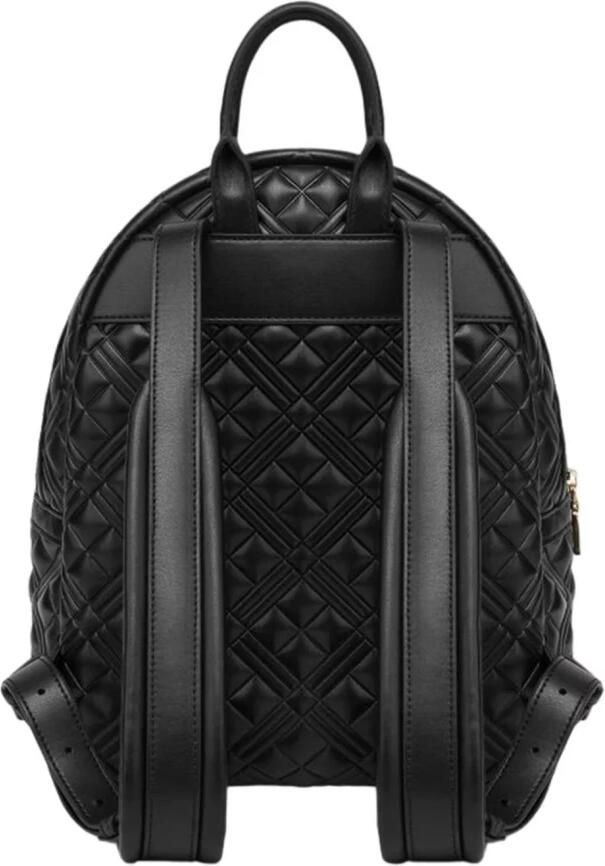 Love Moschino Gewatteerde Zwarte Rugzak met Wit Logo Print Black Dames - Foto 2