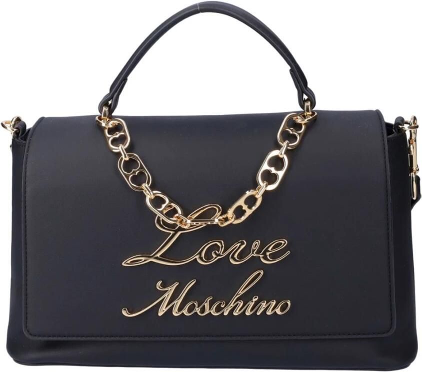 Moschino Elegante zwarte schoudertas met gouden details Black Dames - Foto 3