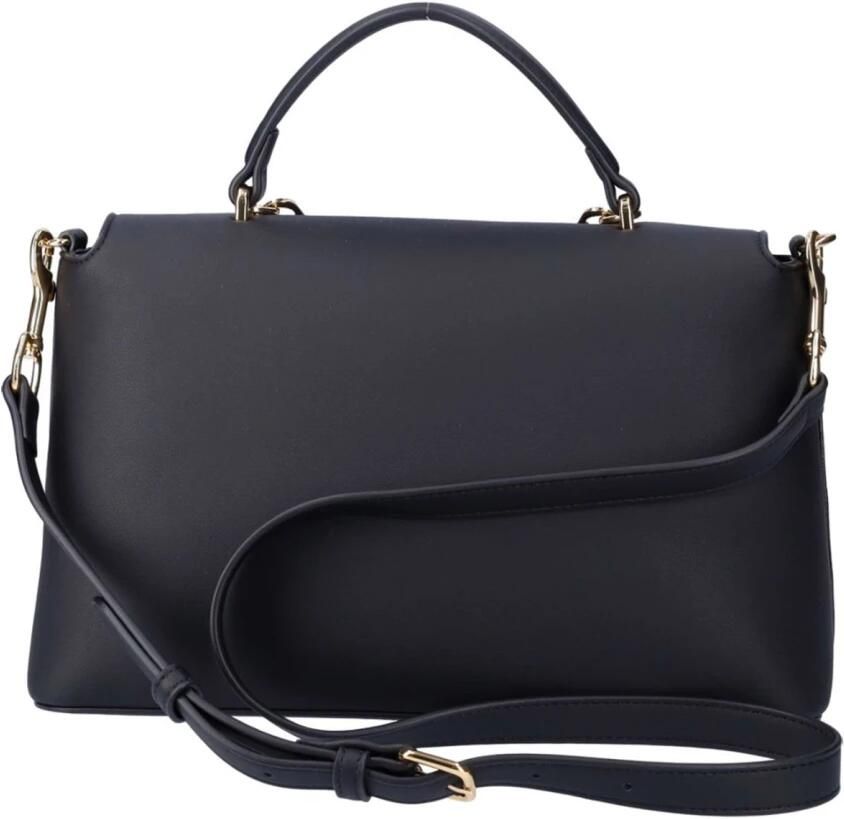 Moschino Elegante zwarte schoudertas met gouden details Black Dames