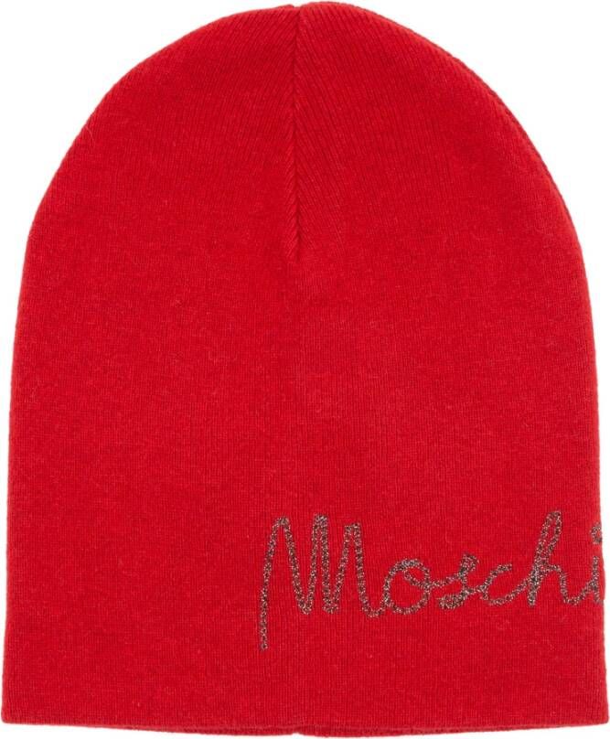 Moschino Luxe Wolmix Beanie Red Dames