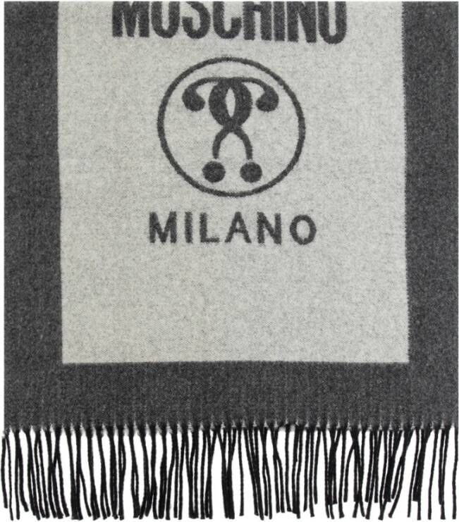 Moschino Omkeerbare sjaal met logo Grijs Dames