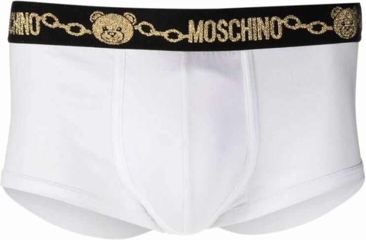 Moschino Verbeter je ondergoed met witte katoenmix boxershorts met logotailleband White Heren