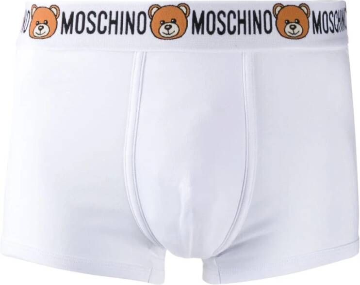 Moschino Verbeter je ondergoed met witte stretch katoenen Teddy Logo tailleband slips voor mannen White Heren
