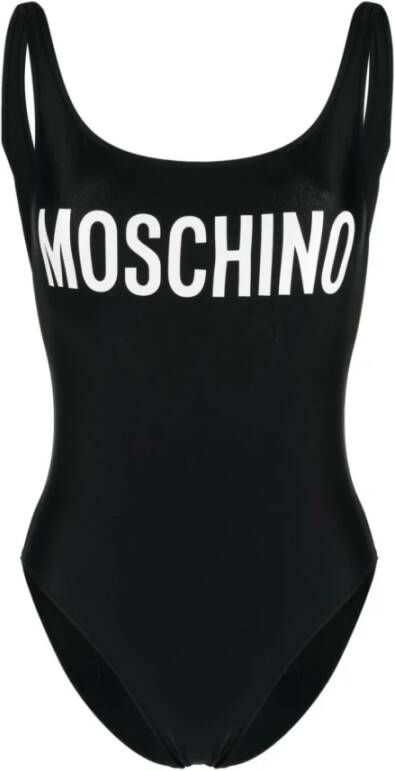 Moschino Zwart zeekleding met logo print Black Dames