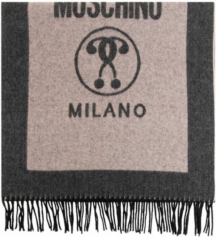 Moschino Double Question Mark Wool scarf Roze Dames