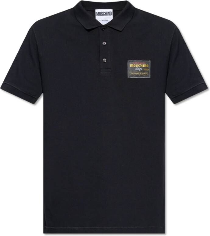 Moschino Polo shirt met logo patch Zwart Heren