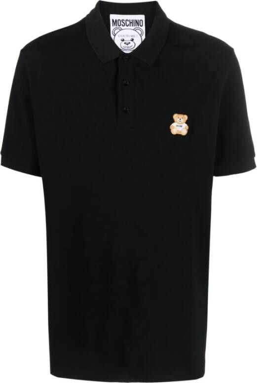 Moschino Zwart Teddy Bear Piqué Polo Shirt Black Heren