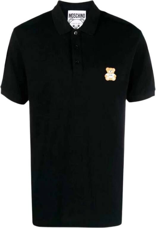 Moschino Zwart Teddy Bear Piqué Polo Shirt Black Heren