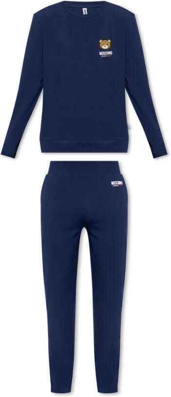 Moschino Pyjama met logo Blauw Heren