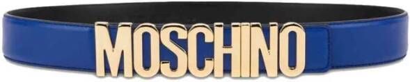 Moschino Blauwe Riem met Goudkleurig Logo Blauw Heren