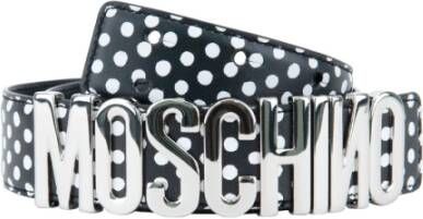 Moschino Leren Riem met Polka Dot en Zilveren Branding Black Dames
