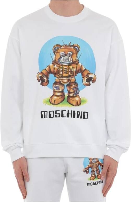 Moschino Robot Bear Sweatshirt Wit Heren