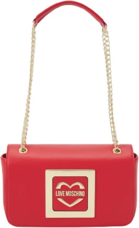 Moschino Rode Love Dames Schoudertas met Gouden Metalen Logo Rood Dames