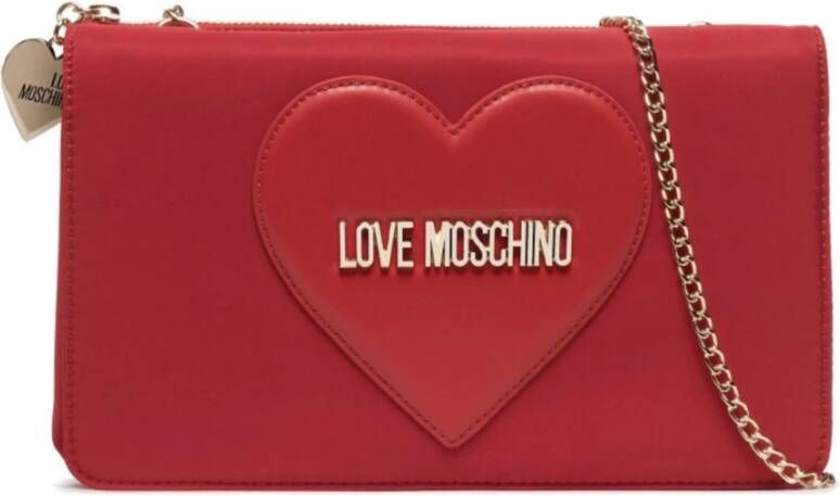 Moschino Rode Love Nylon Handtas Schoudertas Rood Dames