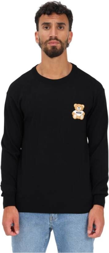 Moschino Zwart Teddybeer Geborduurd Sweatshirt Black Heren
