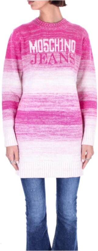 Moschino Roze Sweaters met Pre-Logo Voorkant Pink Dames