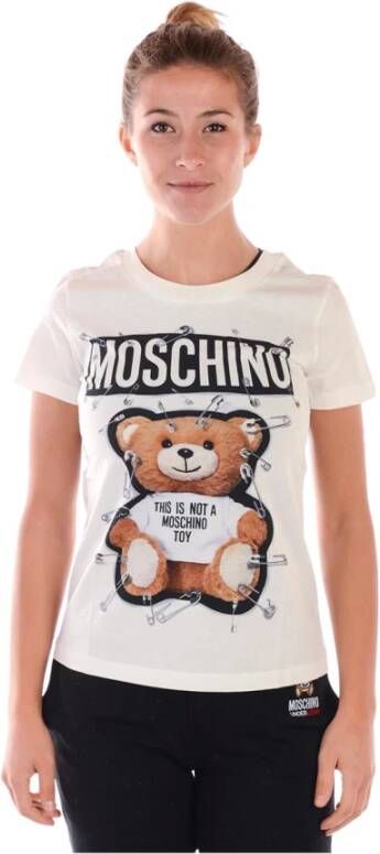 Moschino Safety Pin Teddy T-shirt Wit Dames