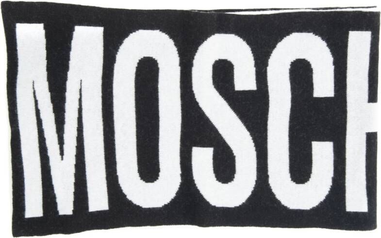 Moschino Maxi Logo Bicolor Sjaal Black Dames