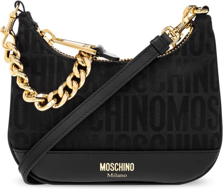 Moschino Zwarte Logo Schoudertas Stijlvol en veelzijdig Black Dames