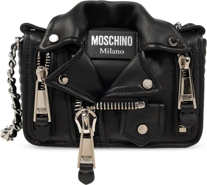 Moschino Schoudertas met logo Zwart Dames