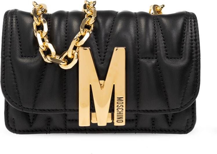 Moschino Schoudertas met logo Zwart Dames